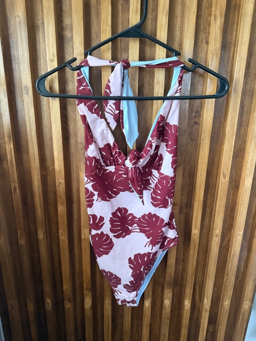 LA DOUBLE J Print One-Piece Swimsuit Halter Reversible Monstera. XS - Picture 2 of 5